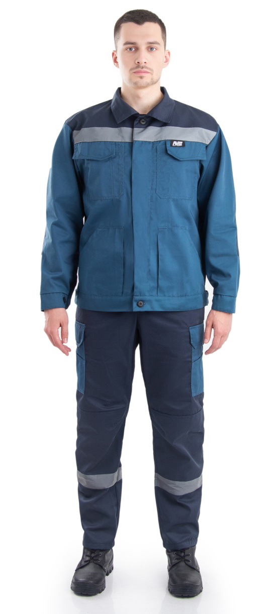 Алькор костюм летний с полукомбинезоном NEW ENERGY (смесовая, синий/т.синий)