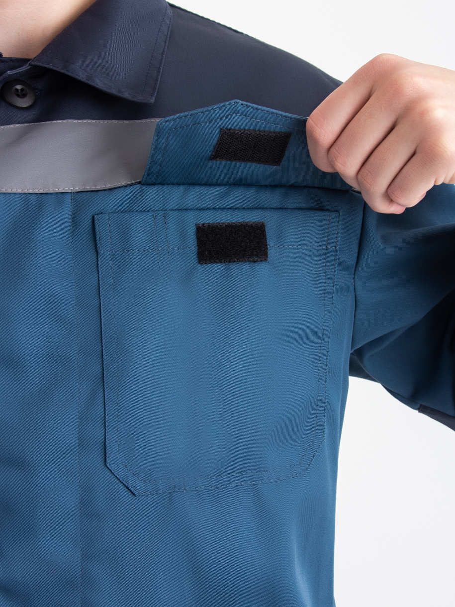 Алькор костюм летний с полукомбинезоном NEW ENERGY (смесовая, синий/т.синий)